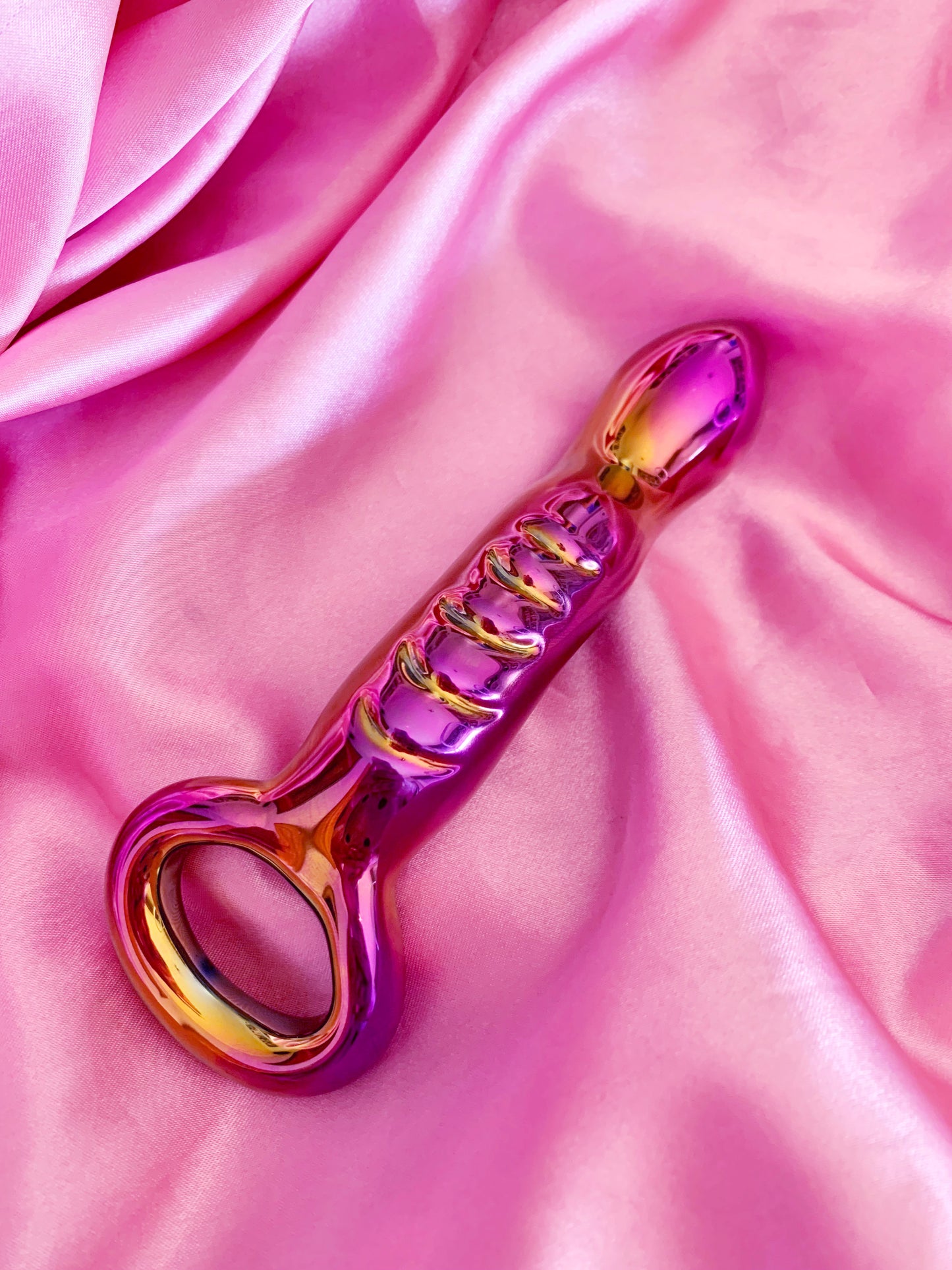 Holographic rainbow glass dildo