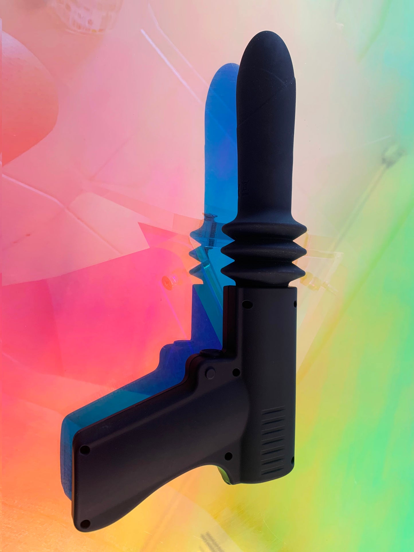 Kinky black gun telescopic vibrator