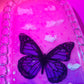 Nature inspired pink resin spanking paddle with butterfly, clouds and flowers 