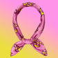 Pink and yellow fire print bandana