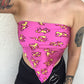 Pink and yellow fire print bandana
