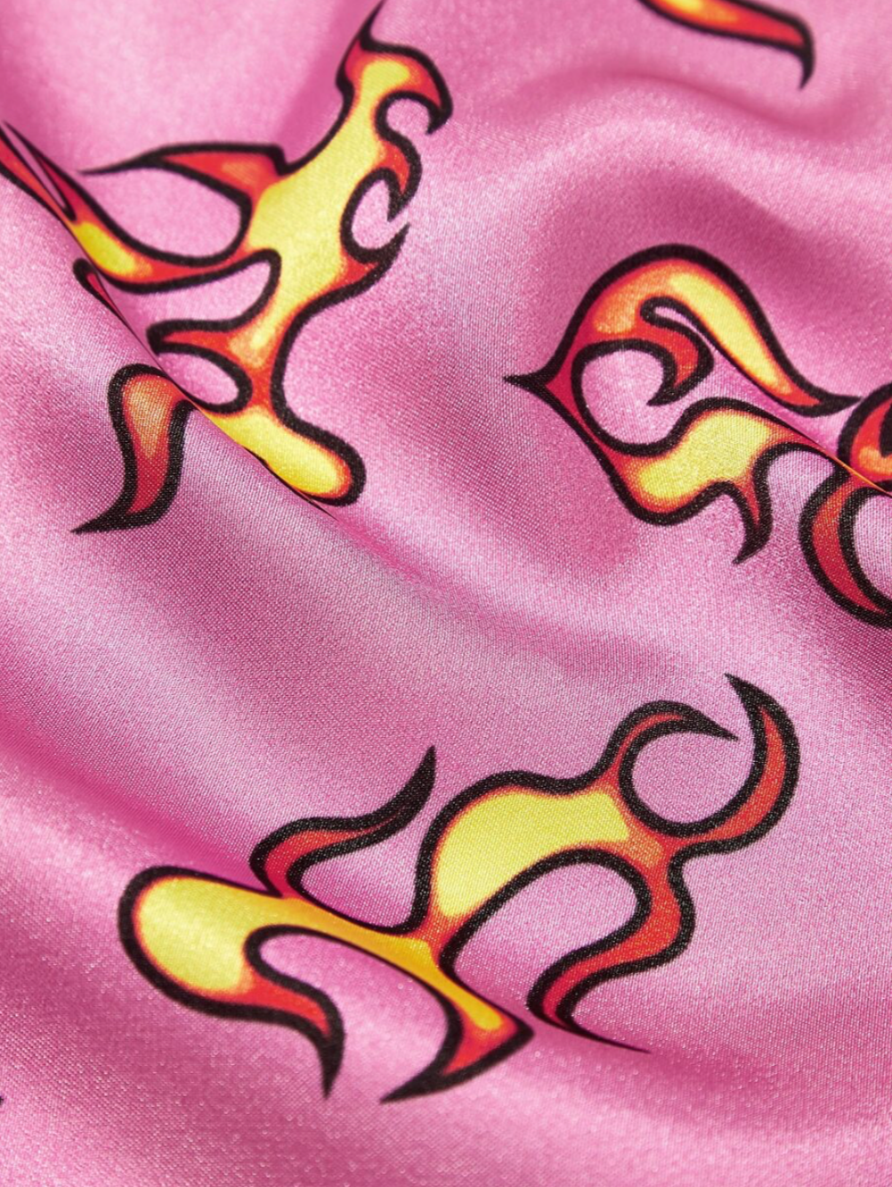 Pink and yellow fire print bandana