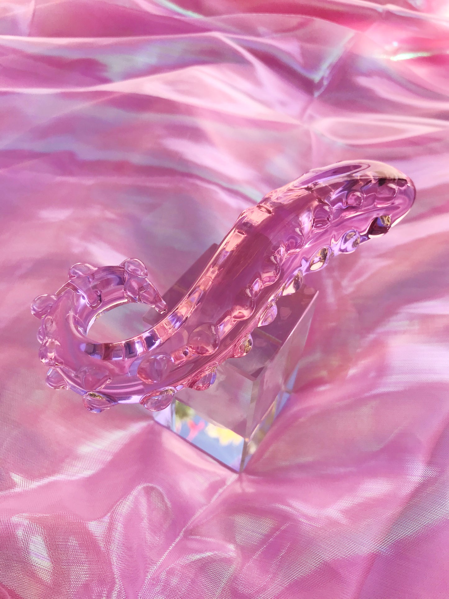 BEST SELLER: Pink glass hentai tentacle dildo. Sizes S/M/L