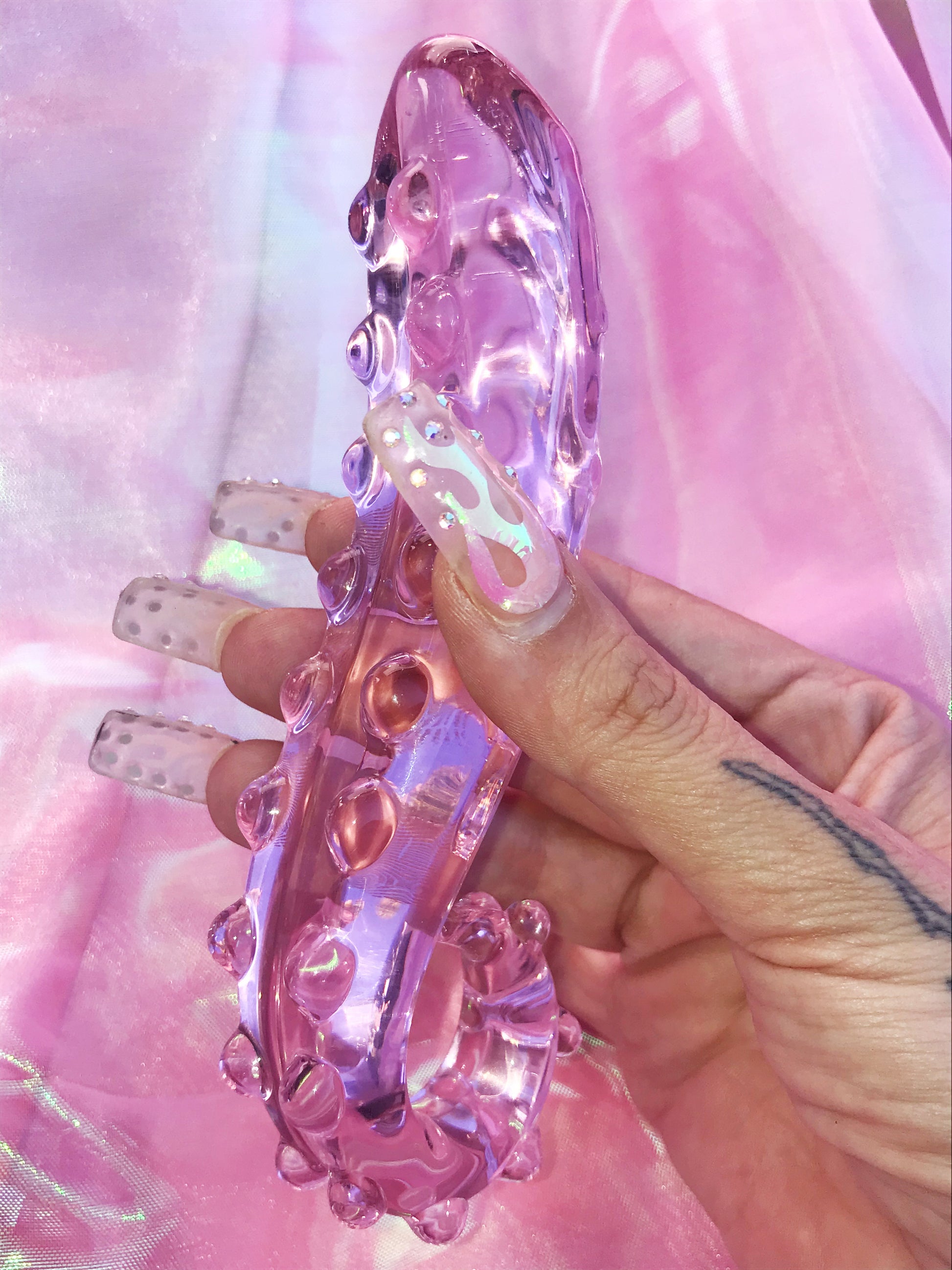 BEST SELLER: Pink glass hentai tentacle dildo. Sizes S/M/L