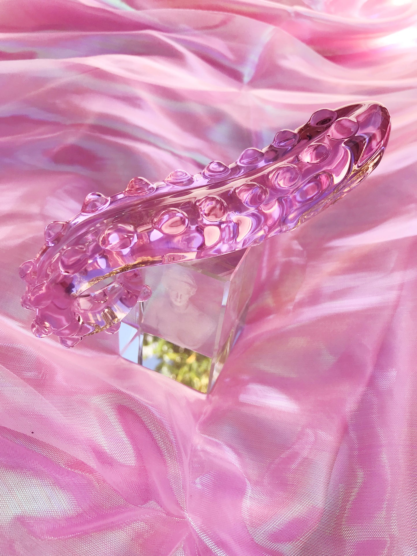 BEST SELLER: Pink glass hentai tentacle dildo. Sizes S/M/L