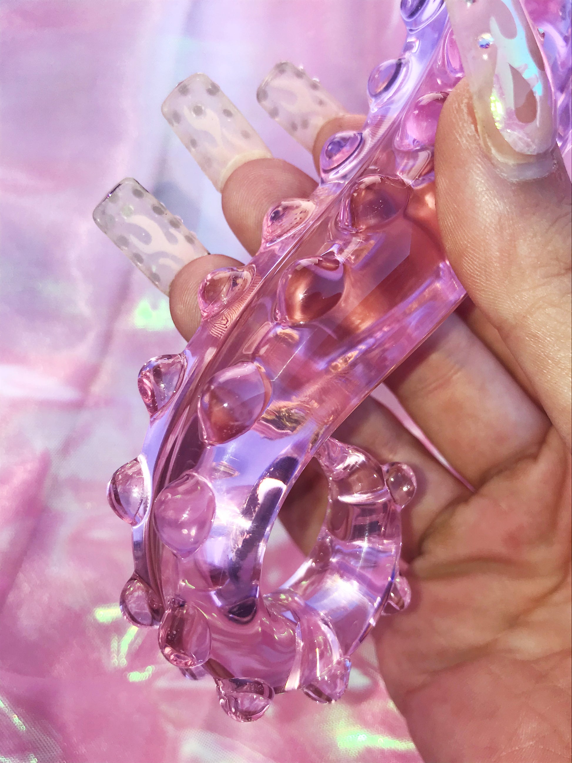 BEST SELLER: Pink glass hentai tentacle dildo. Sizes S/M/L