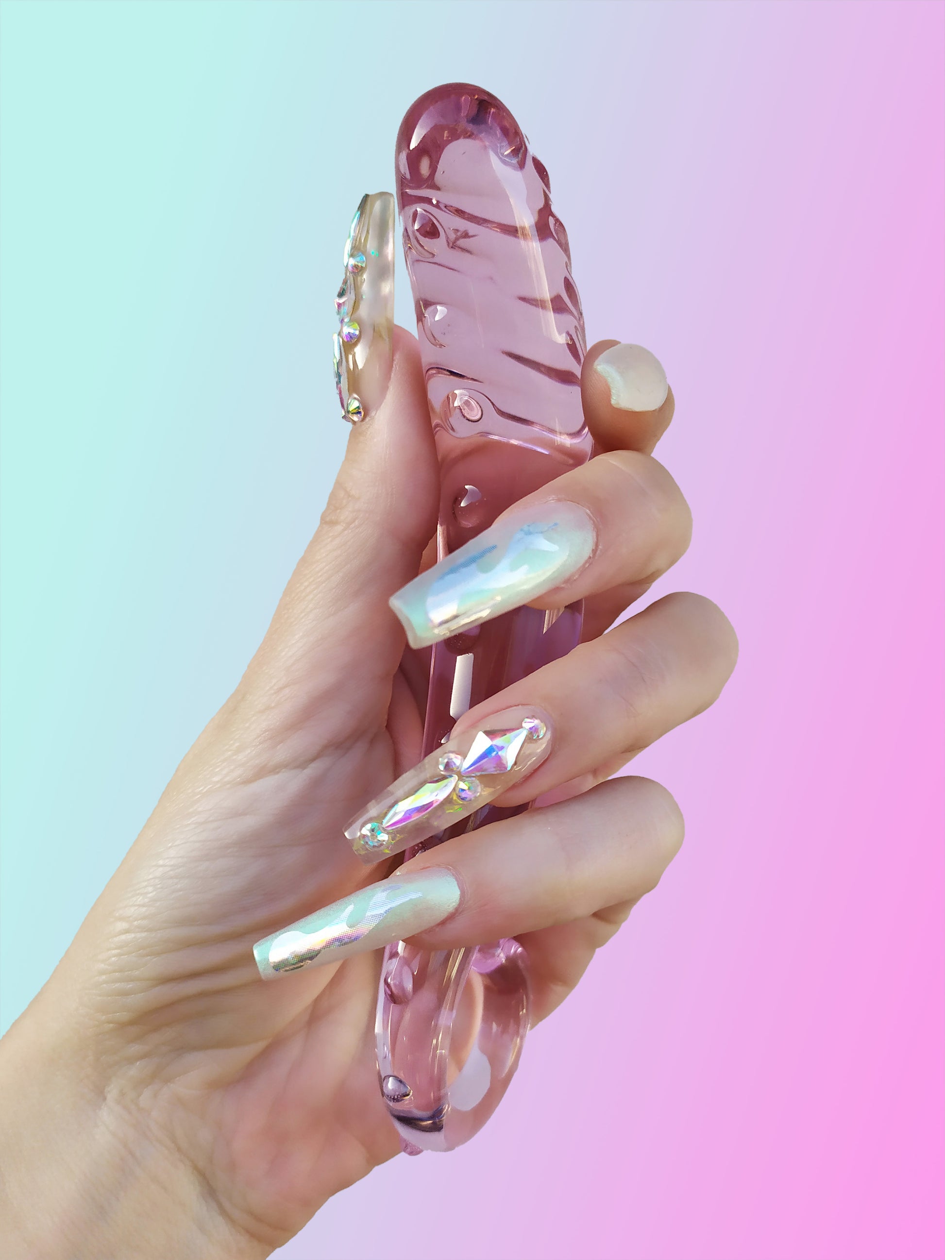 BEST SELLER: Pink glass hentai tentacle dildo. Sizes S/M/L