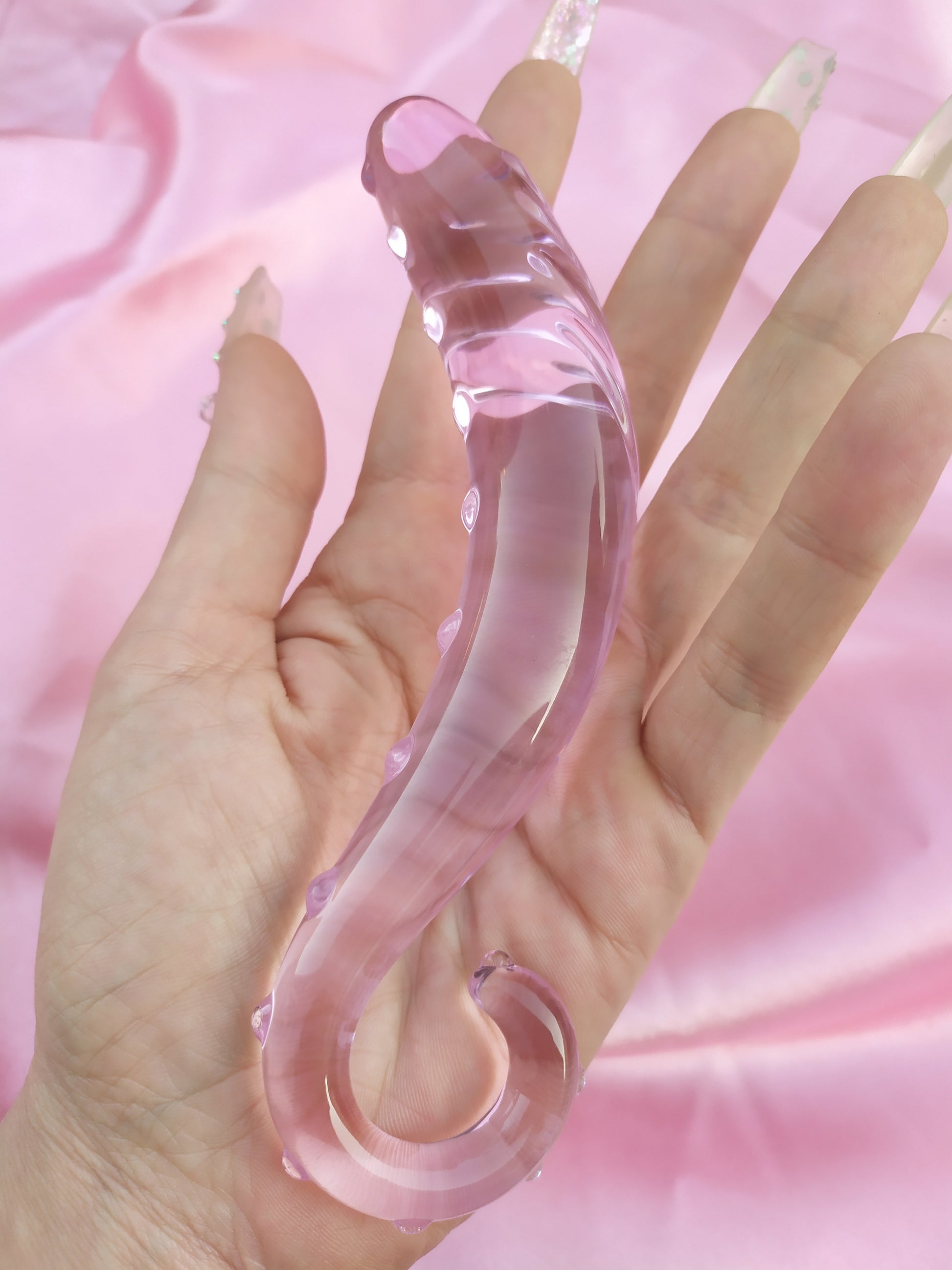 BEST SELLER: Pink glass hentai tentacle dildo. Sizes S/M/L