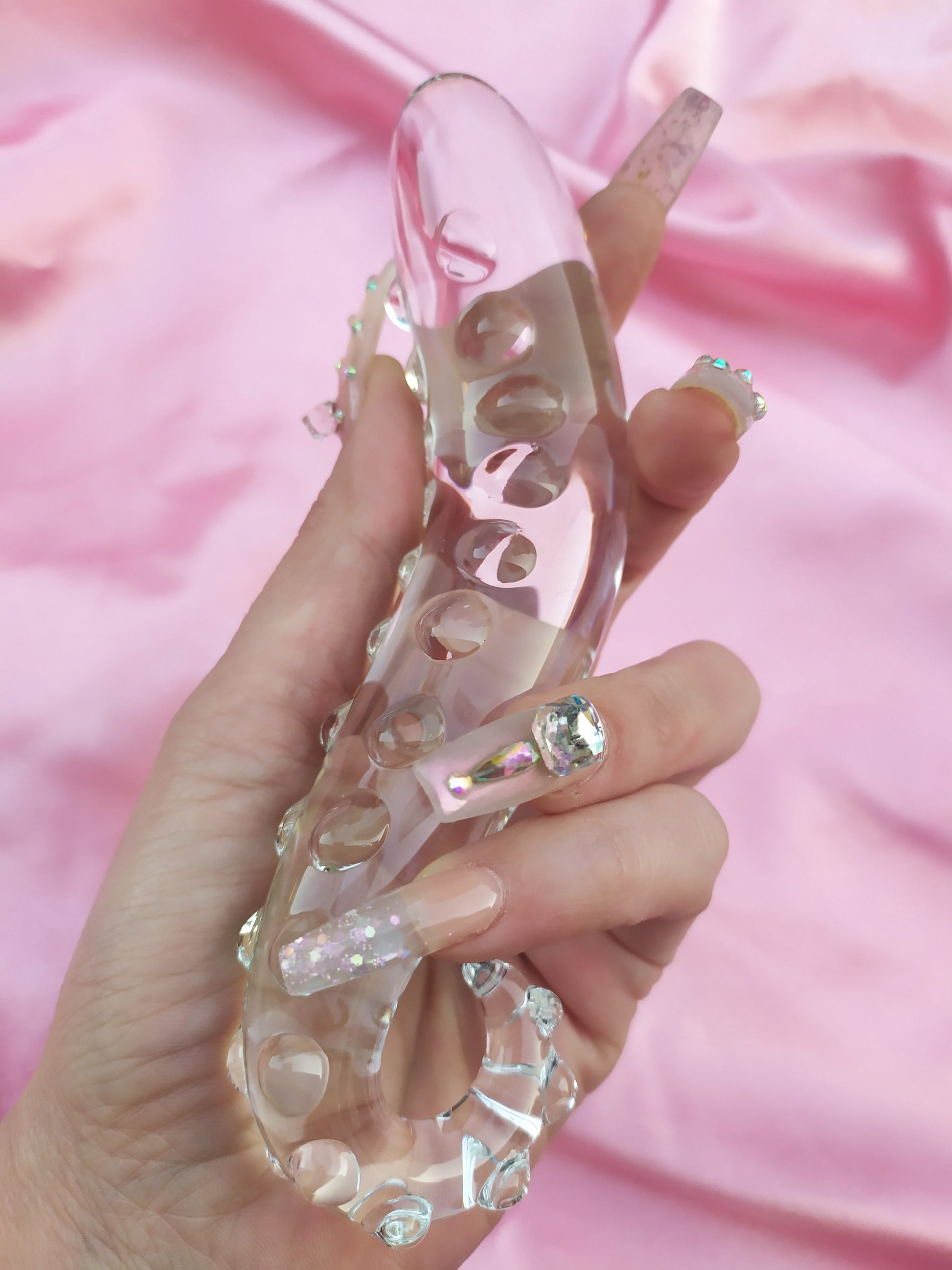 BEST SELLER: Pink glass hentai tentacle dildo. Sizes S/M/L