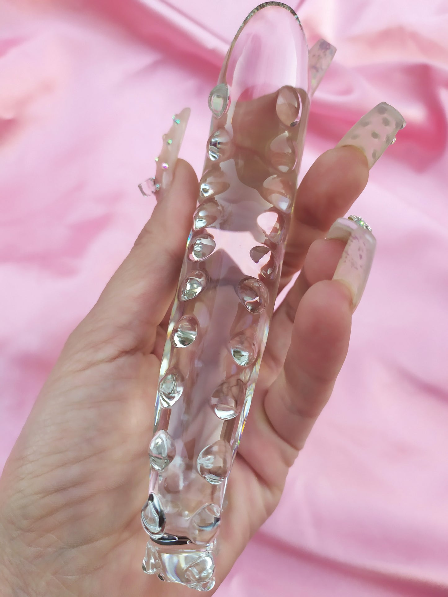 BEST SELLER: Pink glass hentai tentacle dildo. Sizes S/M/L