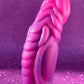 Pink glitter fantasy dildo with strong suction cup made of silicone