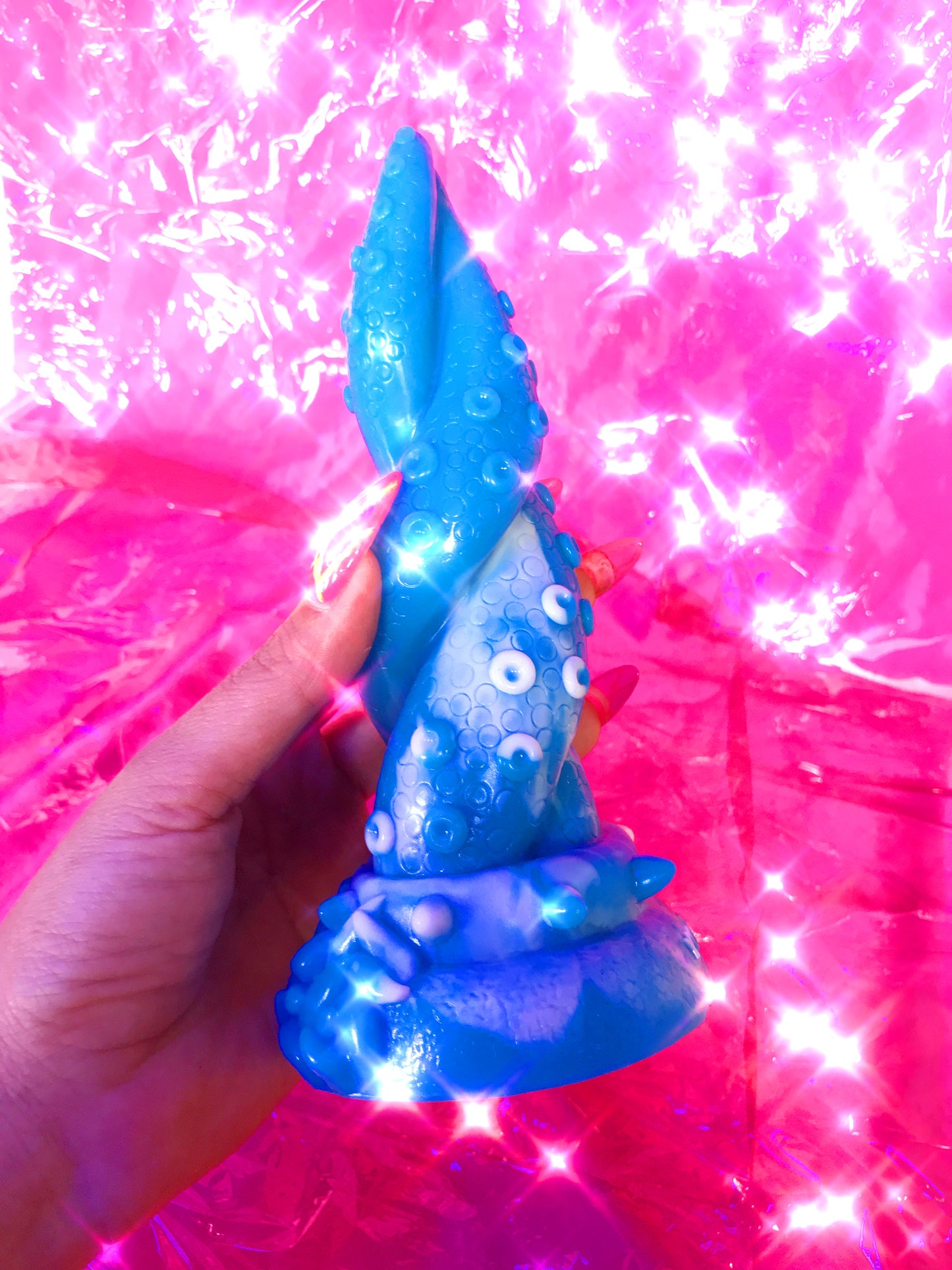 Blue hentai tentacle dildo with suction cup