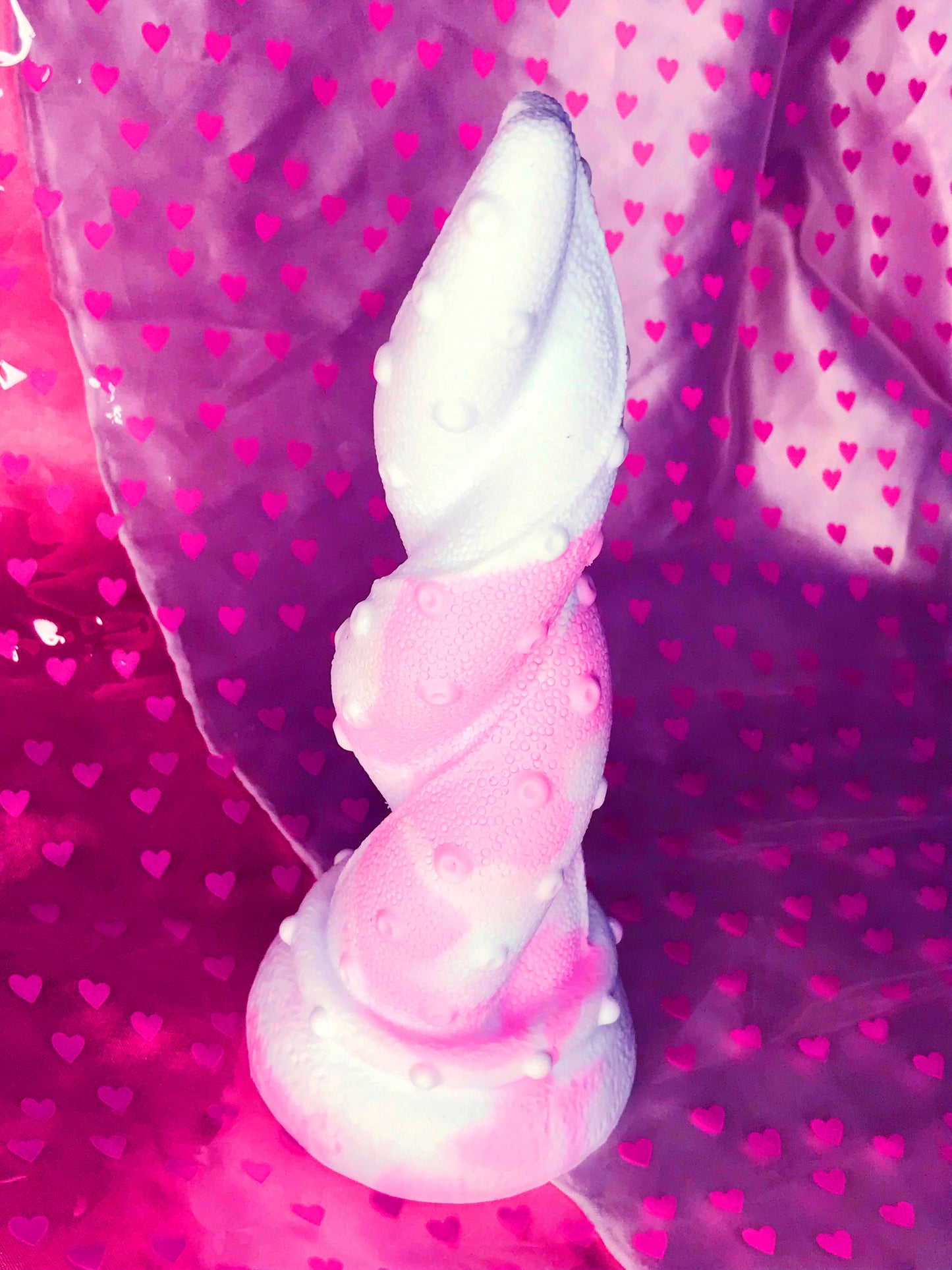 Pink & white kawaii tentacle dildo with suction cup