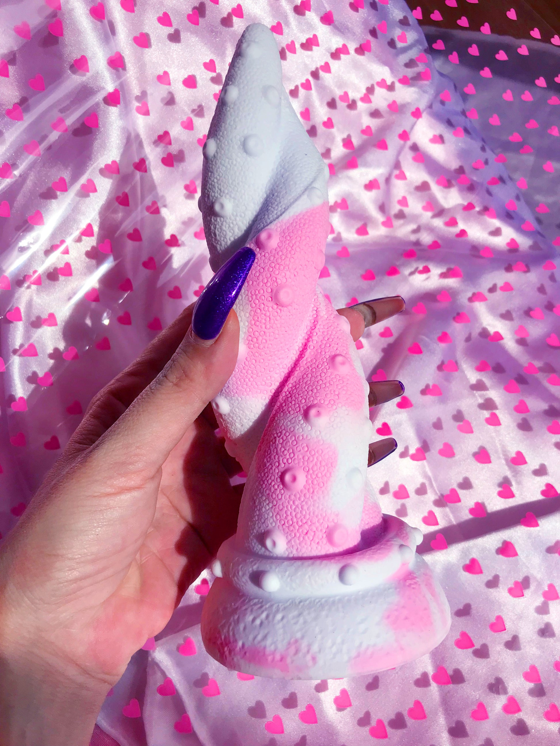 Pink & white kawaii tentacle dildo with suction cup