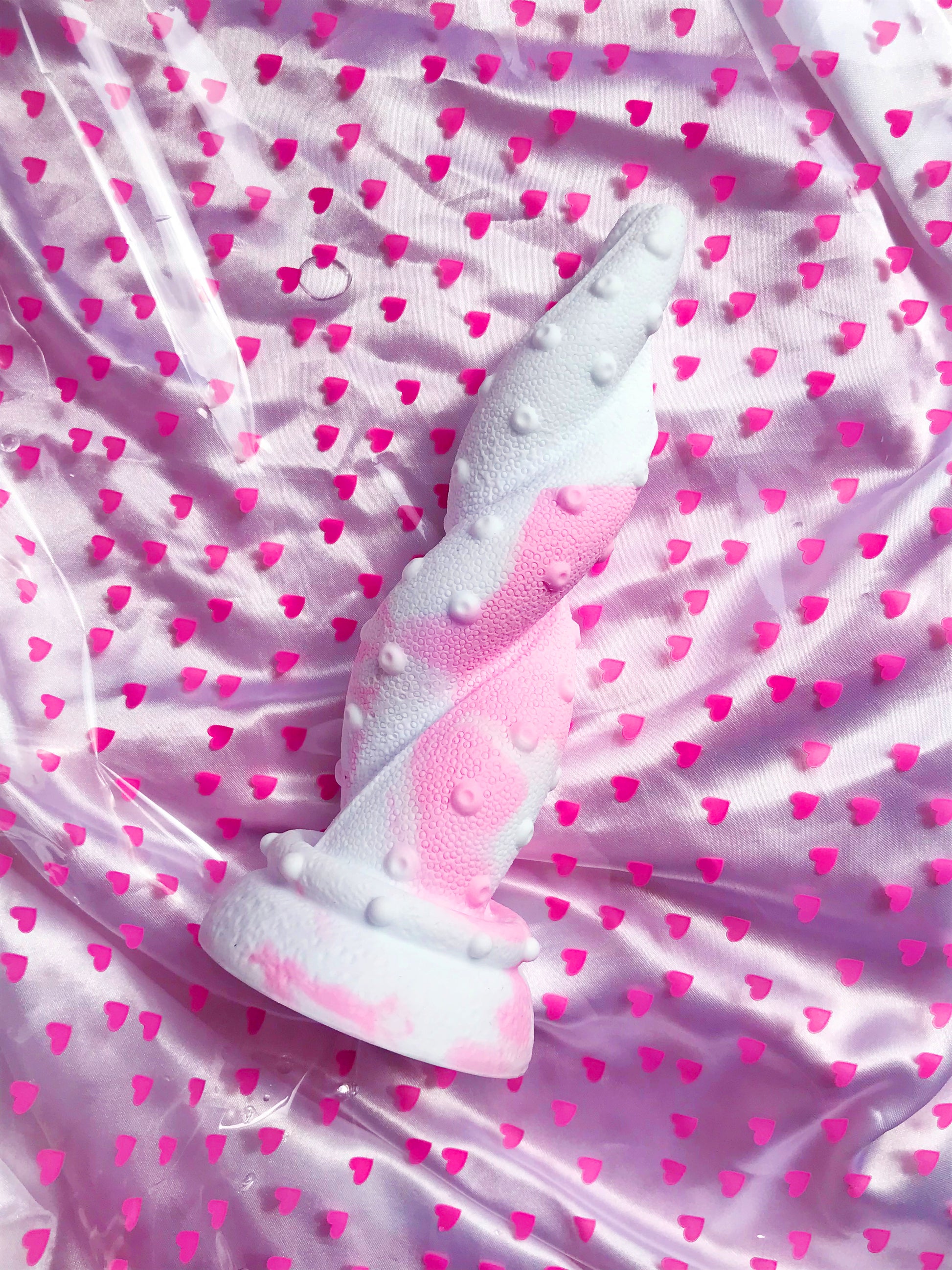 Pink & white kawaii tentacle dildo with suction cup