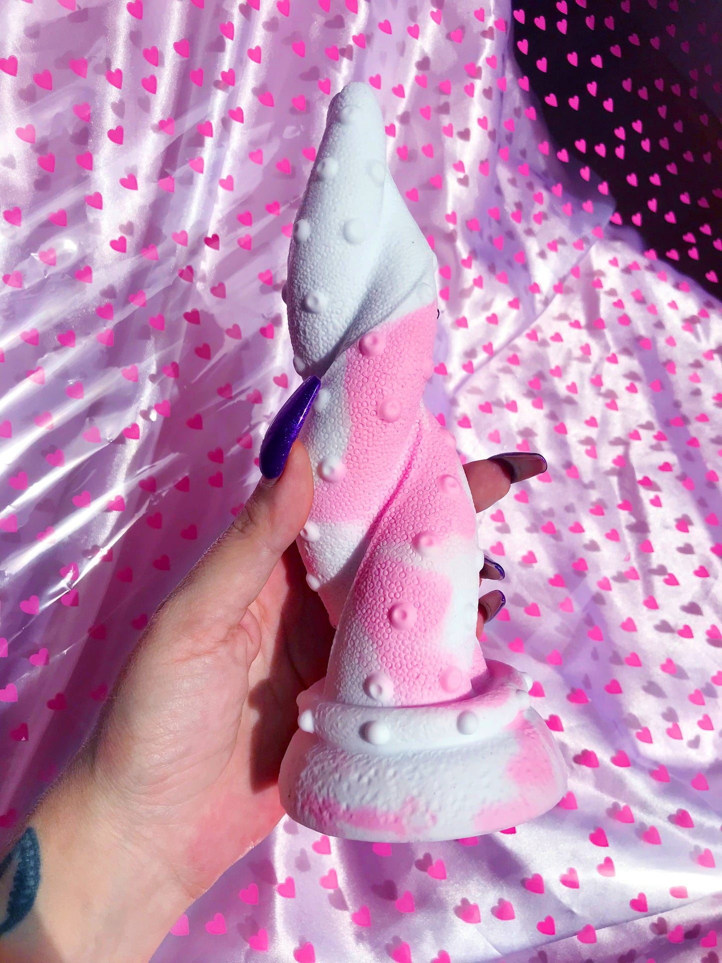 Pink & white kawaii tentacle dildo with suction cup