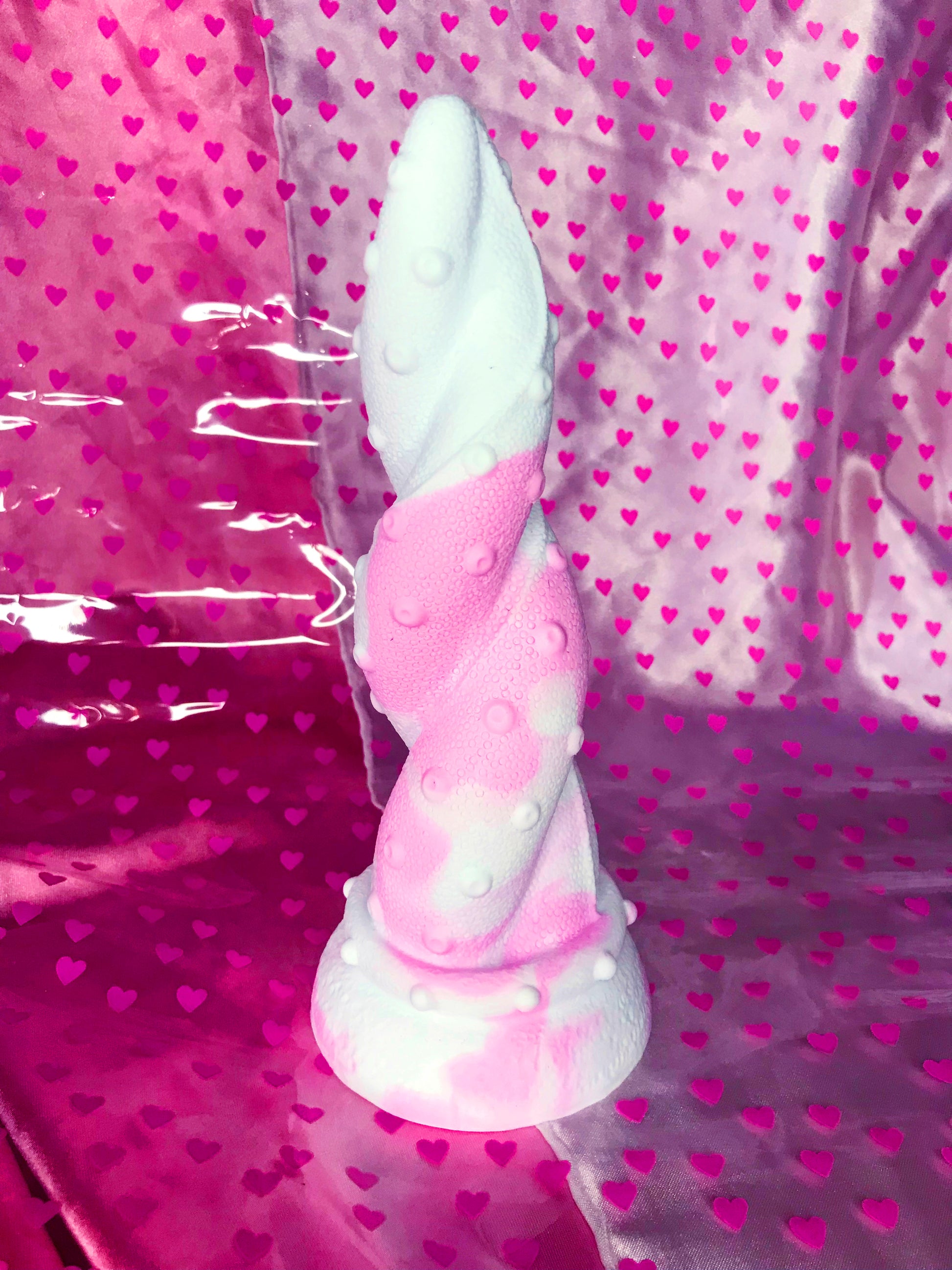 Pink & white kawaii tentacle dildo with suction cup