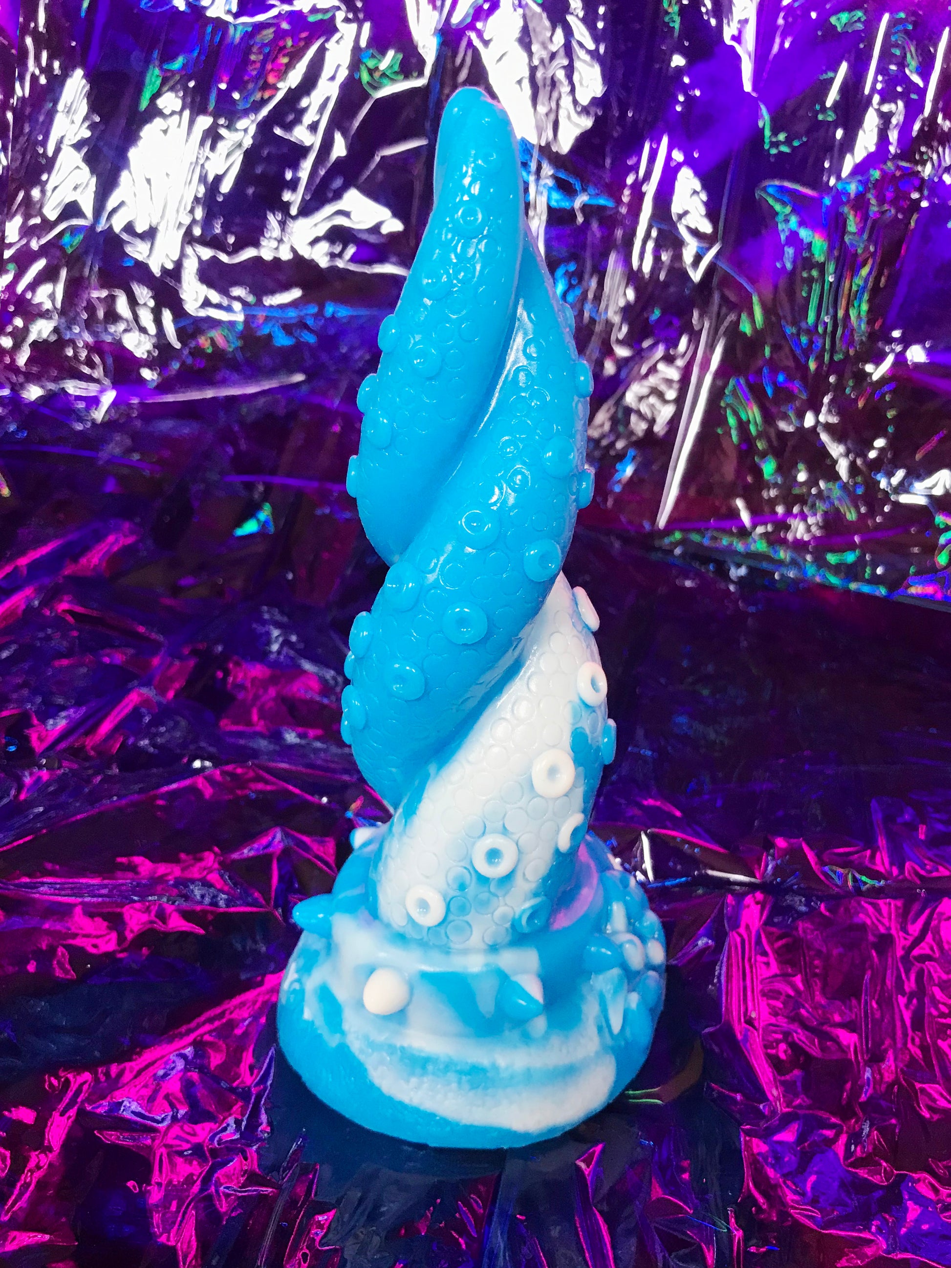 Blue hentai tentacle dildo with suction cup