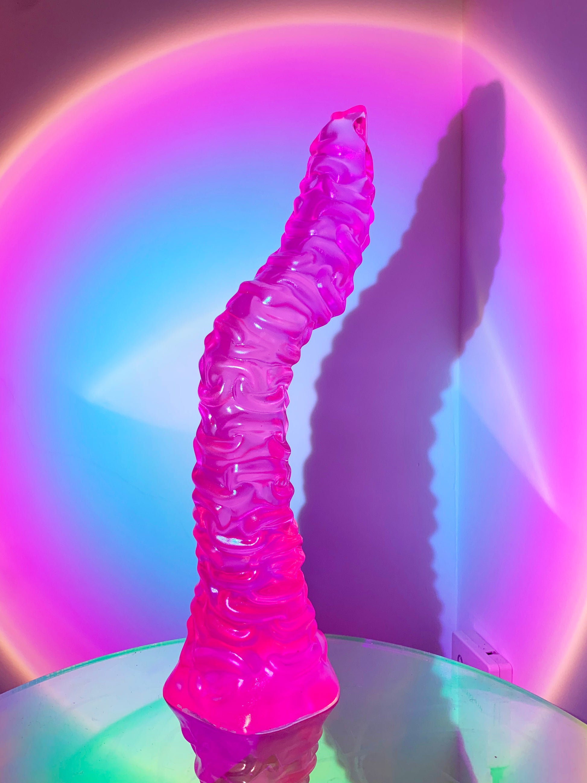 Pink big hentai fantasy dildo with strong suction cup