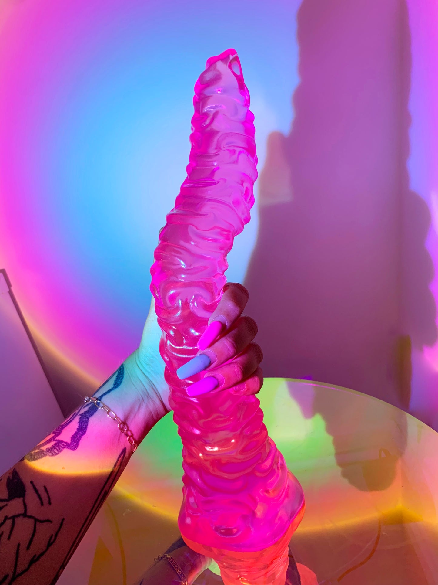 Pink big hentai fantasy dildo with strong suction cup