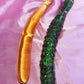 Vegan glass dildos. Banana, eggplant, radish, zucchini and cucumber dildos