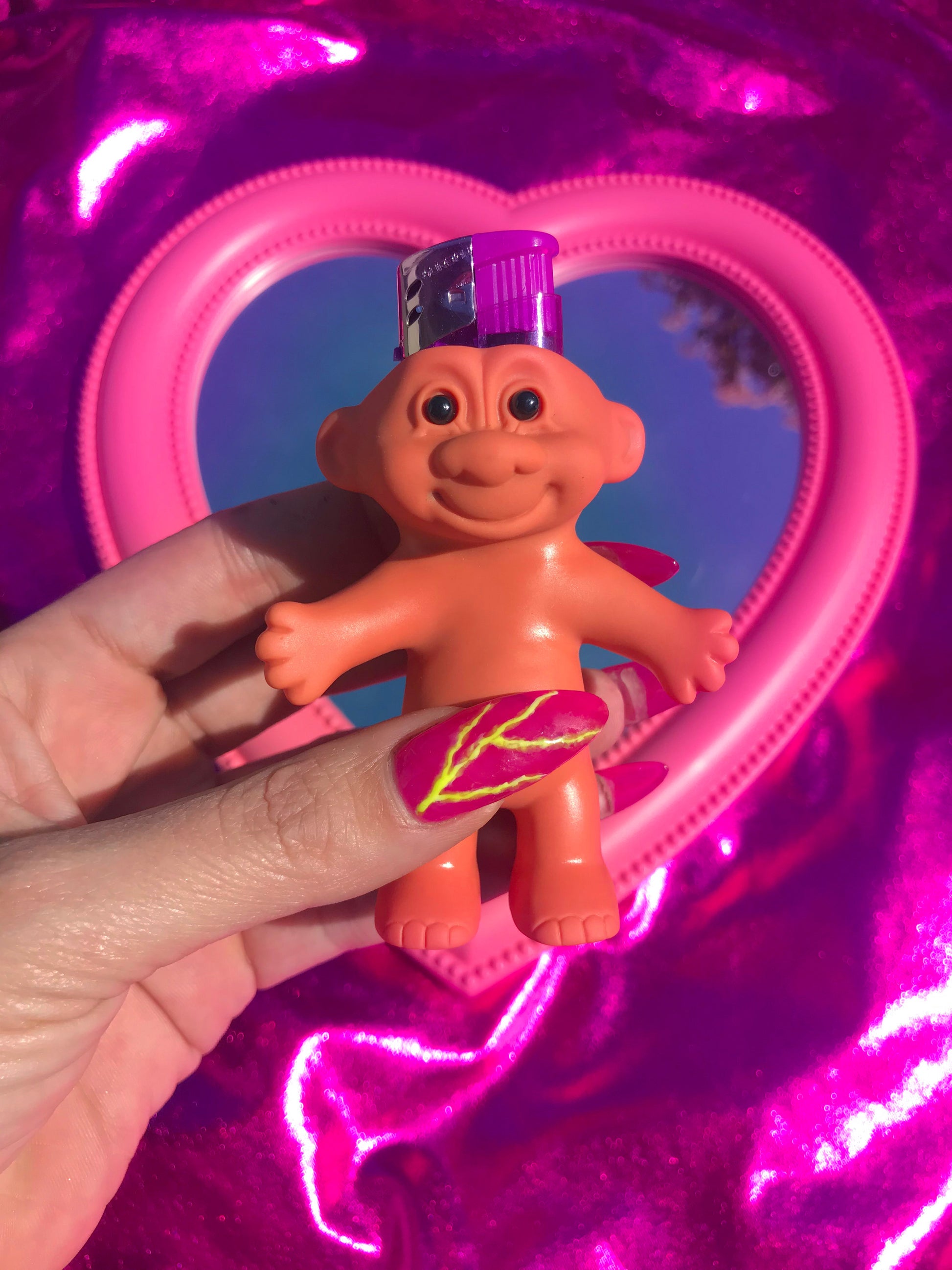 Cute vintage troll doll lighter case for a stoner girl