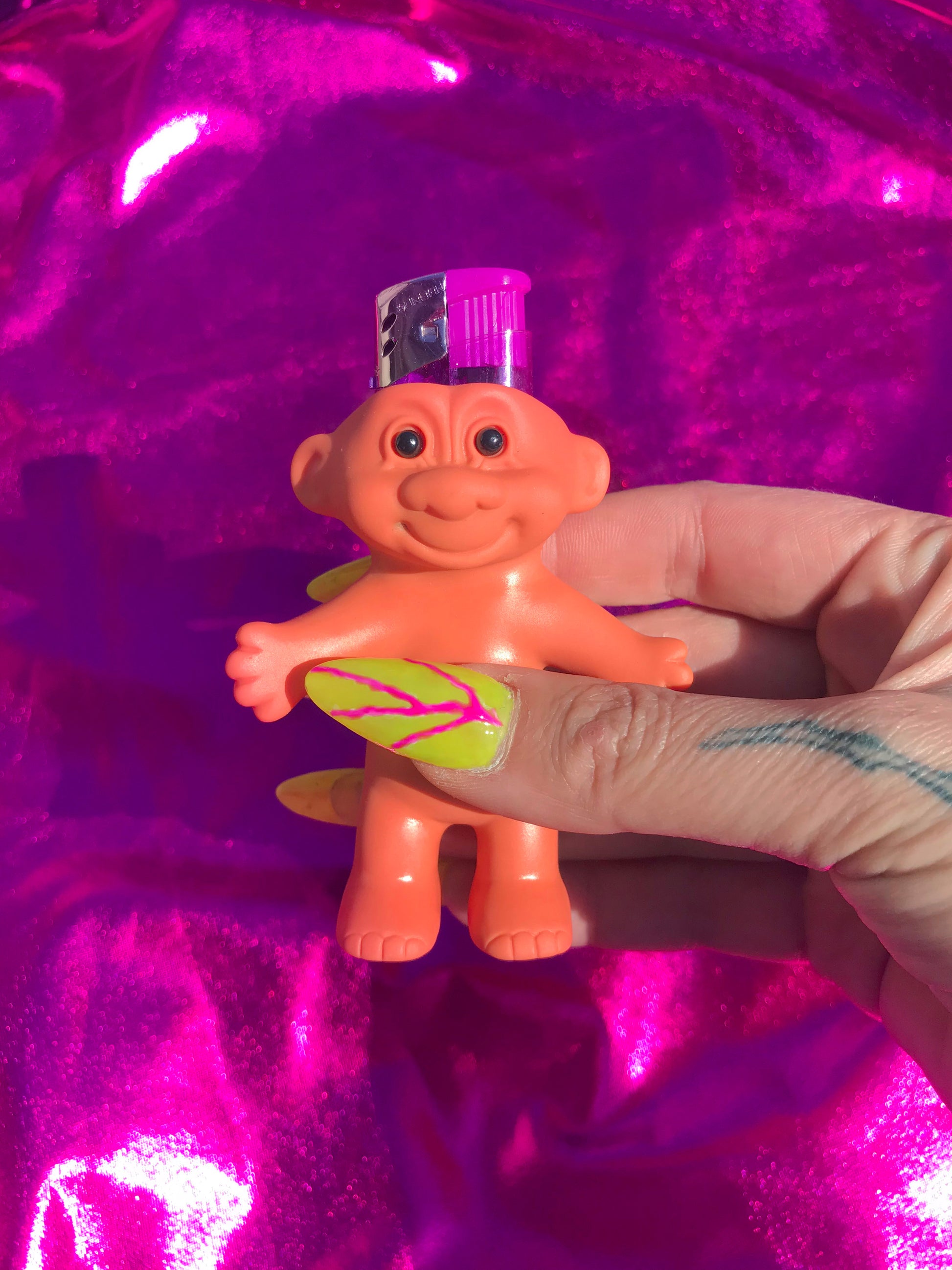 Cute vintage troll doll lighter case for a stoner girl