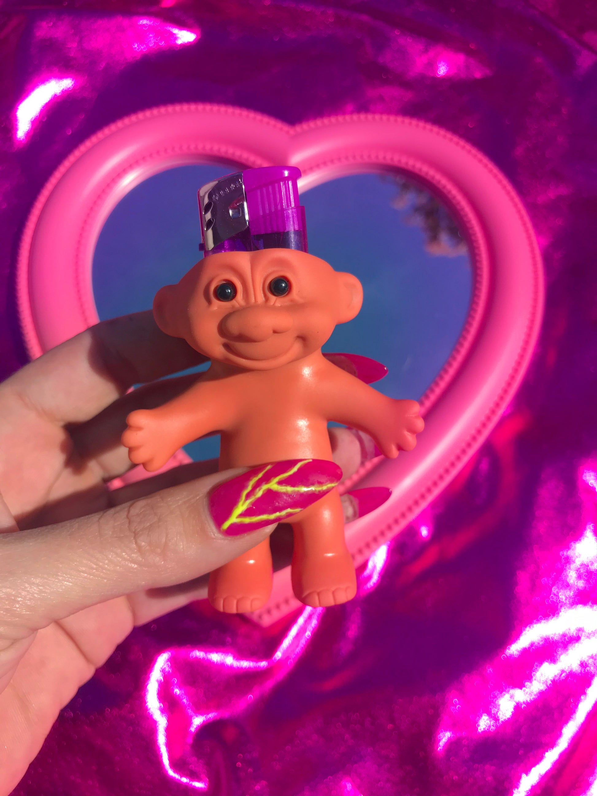 Cute vintage troll doll lighter case for a stoner girl