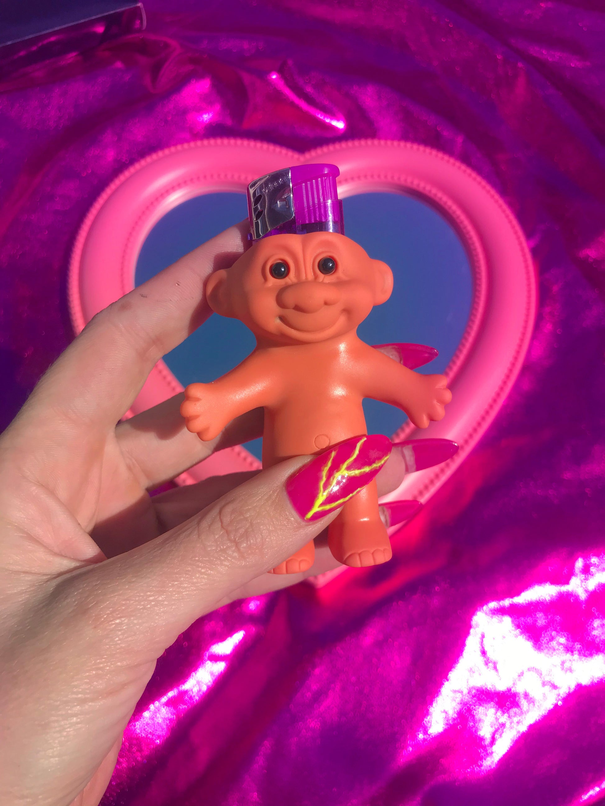 Cute vintage troll doll lighter case for a stoner girl