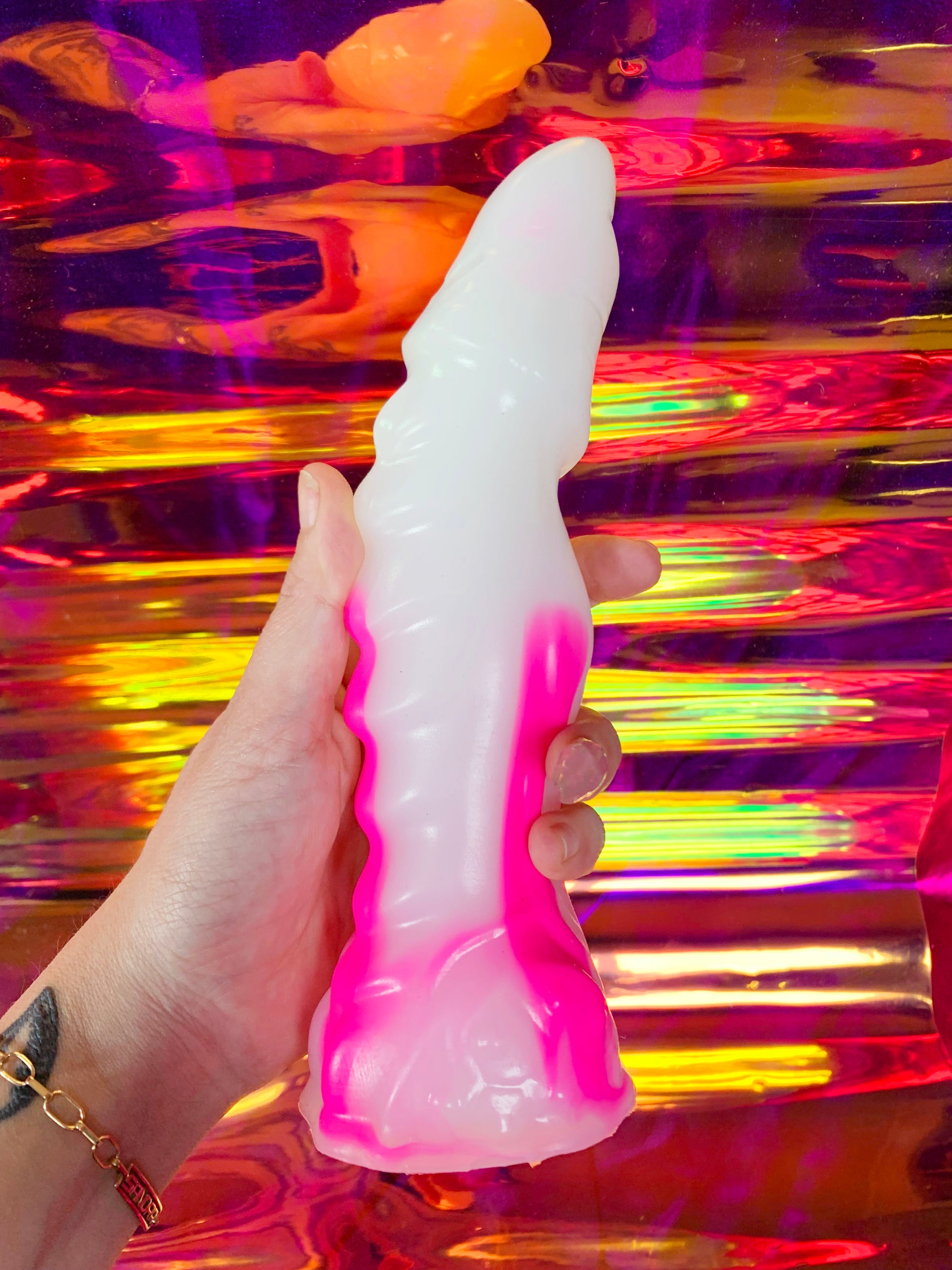 White & pink kawaii fantasy dildo