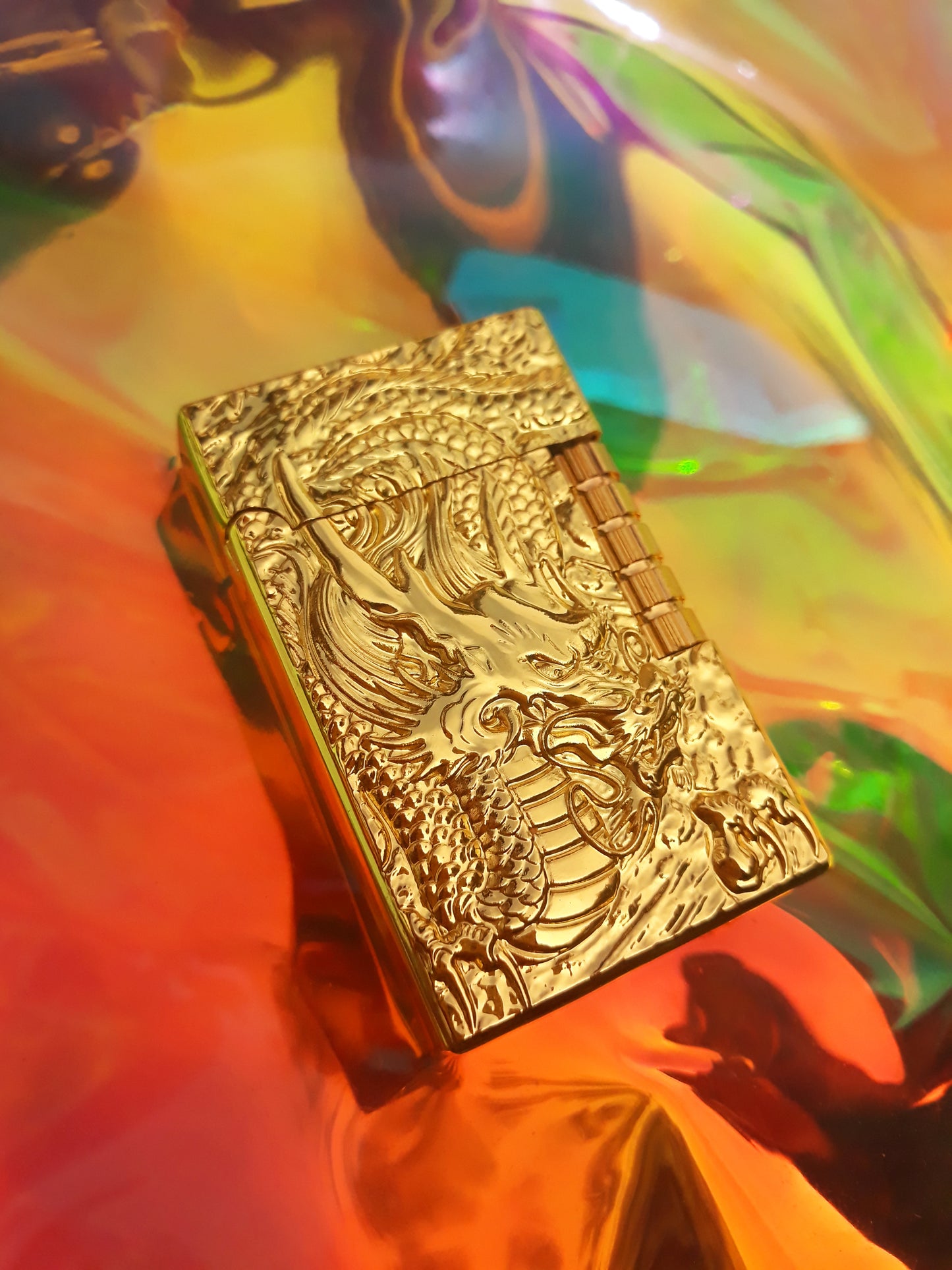 Windproof dragon golden lighter for stoner men